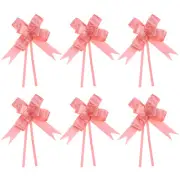 200Pcs 13" Pull Bows Ribbon Gift Wrapping String Rose Pattern Bow Tie Red