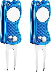 FINGER TEN Golf Divot Repair Tool and 3 US Ball Markers Switchblade Gift Pack, Foldable Magnetic Stainless Steel with Pop-up Button for Men Women