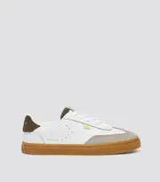 Women's White Premium Leather, Plaza Taupe & Dark Khaki Suede Low Top Sneakers | Toca