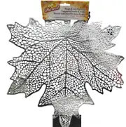 Set of 2 Same Vinyl PVC Placemats (17.25") SILVER/GREY MAPLE LEAF, HARVEST, Link