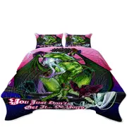 Cool Quote Fantasy Art Green Dragon and Crows Coverlet