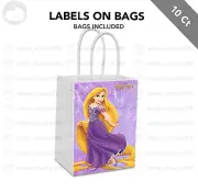 10 Rapunzel Tangled Labels on Kraft Gift Bags Birthday Party Favor 5.5 x 8