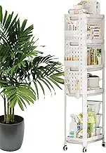 Utility Cart with Wheels - Food Storage Shelf Multi-Tier | Movable Kitchen Seasoning Carrier, Rolling Organizer Cart, for Garage