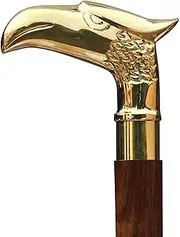 Eagle Walking Stick Vintage Wooden Decorative Cane Walking Stick for Men and Women - Wooden Canes and Walking Sticks with Metal Brass Handle with Rosewood Cane (Golden, Eagle)