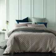 Cotton Velvet Diamond Quilted Quilt Cover Set Bone