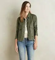 NEW ANTHROPOLOGIE JACKET HEI HEI UTILITY COATED TWILL ARMY SWING SP Green