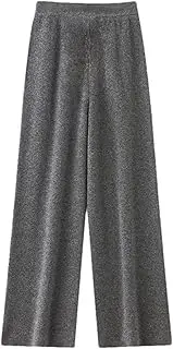 [Jegsnoe] Women Wool Pants High Waist Wide Leg Pants Winter Casual Loose Knitted Trousers