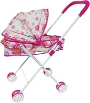 Doll Stroller Foldable Baby Doll Stroller with Push Handle & Adjustable Shade Detachable Portable Stable Baby Pram for Girls, Pretend Play for Dolls Pram