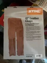 NEW STIHL CHAIN SAW LEATHER PROTECTIVE CHAPS 40" WAIST Brown