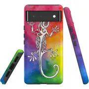 For Google Pixel 6 Case, Shielding Back Cover,Rainbow Lizard
