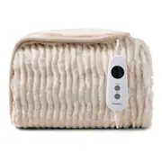 Dreamaker Eyelash Fleece Reversible Electric Heated Throw Blanket [130x160cm] (Natural)