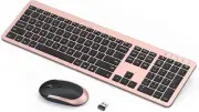 seenda Rechargeable Wireless Keyboard Mouse Combo Full Rose Gold & Black