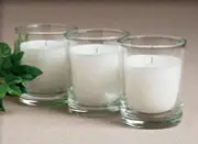 150 White Wax Candle in Glass Holder 6cm 10+hour Bulk Wedding Bomboniere Table