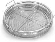 Air Fryer Basket for Oven, 2-Piece Fryer Pan Set, Home Kitchen Mesh Basket Tools, Stainless Steel Mesh Air Fryer Baking Tray Accessories Rack Baking Basket for Oven Air Fryer (Round) (Silver)