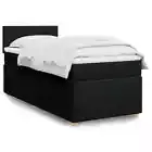 Box Spring Bed with Mattress Black King Single Fabric