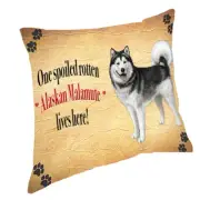 Alaskan Malamute Spoiled Rotten Dog Throw Pillow 14x14