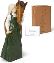 [DUMING-IN] Horse Gifts for Girls Women, Hand-Painted Stuff Girl Embraces Horses Figurines Statue Decor, Horse Memorial Gifts for Horse Lovers, Horse Ornament Cowgirl Gifts Equestrian Gift
