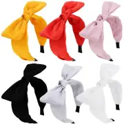 Hairband 6Pcs Big Bow Headbands for Women - Satin Silk Bowknot Retro Headband...