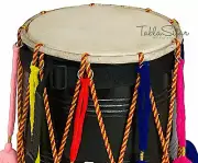 BHANGRA DHOL DRUM~MANGO WOOD~WITH DECORATION PART~HAND MADE INDIAN dhol bhangra
