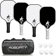 AOBORTY Pickleball Paddles 4 Pack - USAPA Light Graphite Premium Rackets Fiber Face & Polymer Honeycomb Core Pickleball Set with 6 Outdoor Indoor Balls Including Portable Carry Bag
