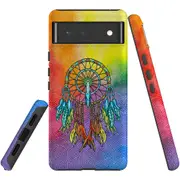 For Google Pixel 6 Case, Shielding Back Cover,Colourful Dreamcatcher