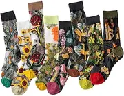 [DXYAKY] Sheer Mesh Transparent Socks for Women Ultra-thin Lace Fishnet See Through Ankle High Novelty Casual Crew Socks (8 Pairs - Forest Party), 8 Pairs - Forest Party