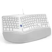 Nulea Ergonomic Split Keyboard, Wired, w Pillowed Wrist and Palm Support, White