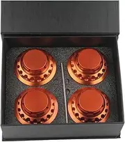 4pcs Aluminum Car Wheel Center Hub Caps Wheel Dust-Proof Hubcap Cover Compatible for Honda Hubcap with Outer Diameter of 68 Mm(Orange)