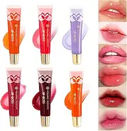 Balee 6PCS Plumping Lip Oil,Hydrating Lip Gloss,Tinted Lip Balm Transparent Lip Care Oil,Long Lasting Nourishing Shine Lip Tint,Moisturizing,Lighten Lip Lines