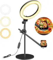 Ring Light for Desk with Stand,Overhead Camera/Phone Mount with 10.5" Ring Li...