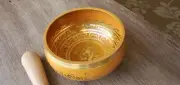 Handmade Singing Bowl - Om Mane Padme Hum 4" Painted Bronze