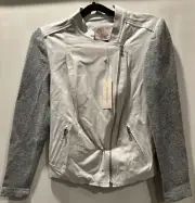 Rebecca Taylor lamb leather & wool blend Moto style zip front jacket size 4