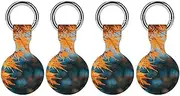 4PCS for Fall Maple Leaves Air Tag Holder Case Waterproof & Shockproof Anti-Scratch Protective Air Tag Cover with Keychain Ring Silicone Tags Holders for Luggage, Backpack, Keys, Pet