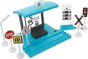 HONMEET 1 Set Simulation Train Station Platform with Sound Light for DIY Play Compact Railway Model for Enhance Memory and Skills