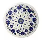 18" Round Marble Coffee Side Table Lapis Lazuli Semi Precious Stone Hallway Deco