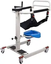 Medical Patient Lift for Home, Portable Transfer Chair Wheelchair Lift w/180° Split Seat and Commode, Bathroom Wheelchair Bedside Commode for Nursing Paralyzed Elderly, 275 Lbs Transport