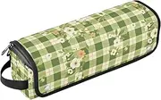 FRODOTGV Lawn Green Flowers Buffalo Checks Hair Tools Travel Bag with Iron Mat Large Capacity Hair Straighteners Organizer for Curling Iron Straightener Flat Hair Dryer Travel Bag for Hair Tools