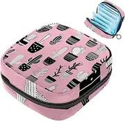 Period Bag,Sanitary Napkin Storage Bag,Black Plant Pink Background,Tampon Holder for Purse