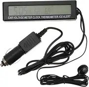 IWOWHERO Clock Clocks Automatic Car LED Digital Clock Auto Temperature Car Clock Car Digital Clock Two-Color Clock Hygrometer Alarm Clock Simple Seasonings Black Abs
