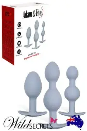 NEW Adam and Eve Vibra Ball 3 Piece Weighted Vibrating Butt Plug Set, Sex Toy