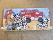 Childrens Coat Hanger With Fire Truck & Dalmations 9.75" x 20.25" (CL 13-3)
