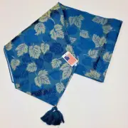 Maple Leaf Blue Fall Autumn 72" Tapestry Table Runner