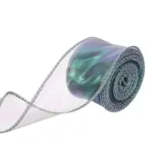 1 1/2" Wide Sheer Wired Organza Ribbon Chiffon Ribbons 10 Yard Green
