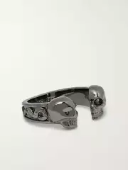ALEXANDER MCQUEEN Twin Skull Gunmetal Ring Size 57 554585J160B