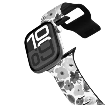 Apple Watch Series 10 (46mm) Impact Band Watercolor simple black white hand painted floral