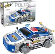 Construct IT Police Car - 143 Piece Police Vehicle Construction Kit - STEM Toys for 8+ Year Olds - Build Your Own Metal Police Car - STEM for Kids Ages 8-12