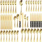 Tribal Cooking 49 Piece Gold Silverware Set - Service 8 - Stainless Steel Gold F
