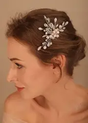 Bride Wedding Hair Comb Crystal Hair Piece Silver Pearl Headpiece Bridal Hair...