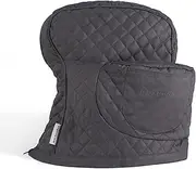 [KitchenAid] Fitted Tilt-Head Solid Stand Mixer Cover with Storage Pocket, Quilted 100% Cotton, Charcoal Grey, 14.4"x18"x10"