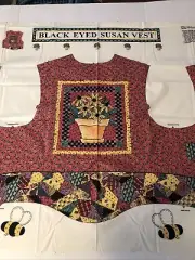 Black Eyed, Susan, Crazy Patchwork Quilt Vest Fabric Panel